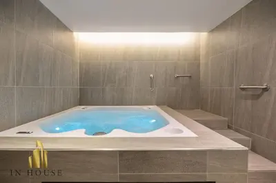 a jacuzzi tub in a bathroom at Morph 501 - Spacious Cozy Apt Poblado/BBQ/Jacuzzi in El Poblado