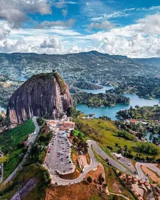 an aerial view of a mountain and a river at Apartamento balcón laureles estadio ED Milagros in Medellín
