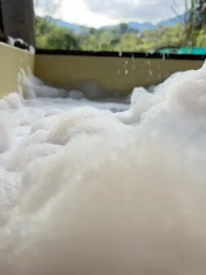 a pile of white snow on the ground at Cabaña vip familiar vista verde in Cocorná