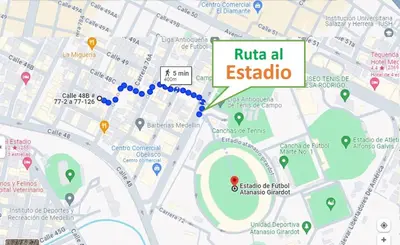 a map of ruta al estado with a red arrow at Tu Refugio Acogedor en el corazón de Medellín Hab Privada A in Medellín